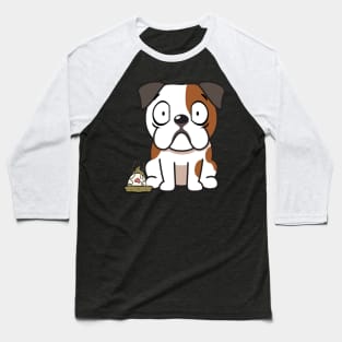 Funny Bulldog steps on a dirty diaper Baseball T-Shirt